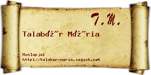 Talabér Mária névjegykártya